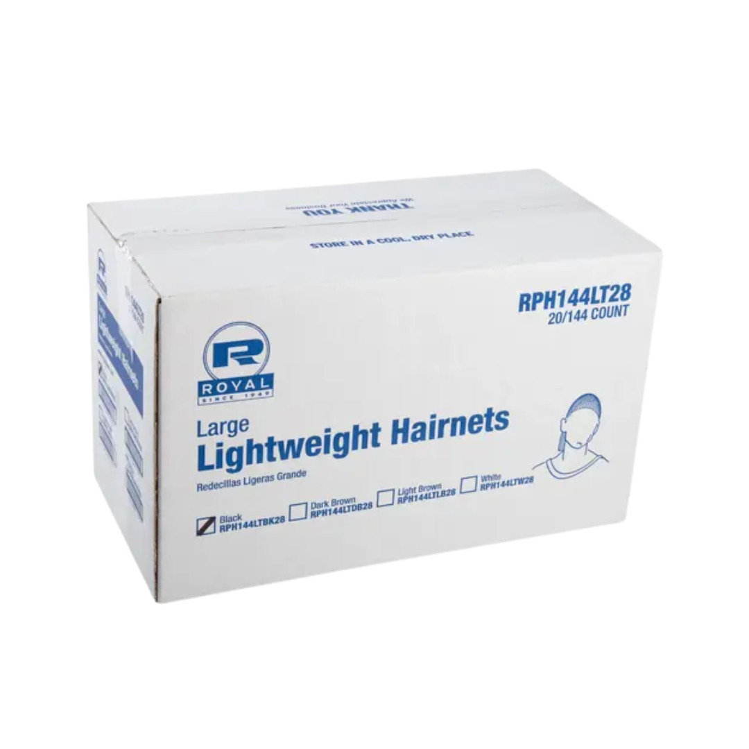 Royal® LightWeight Latex Free Hairnet – 28", Black