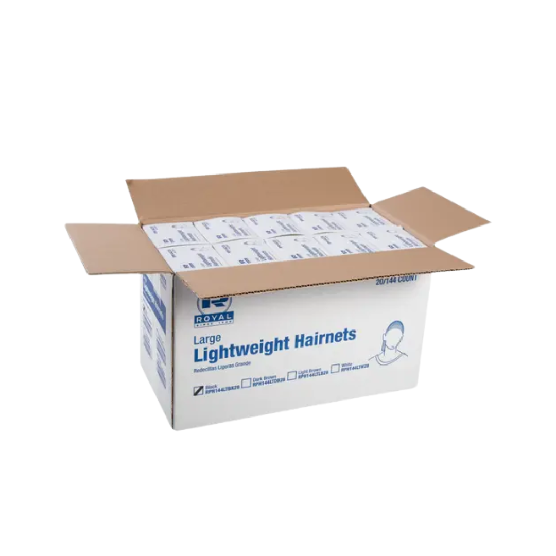 Royal® LightWeight Latex Free Hairnet – 28", Black