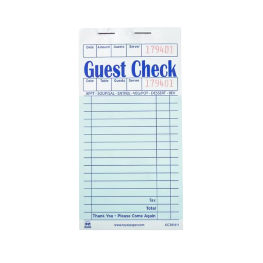Royal® Guest Check Board – 1 Part, 16 Lines, Green, 3.46" x 6.69"