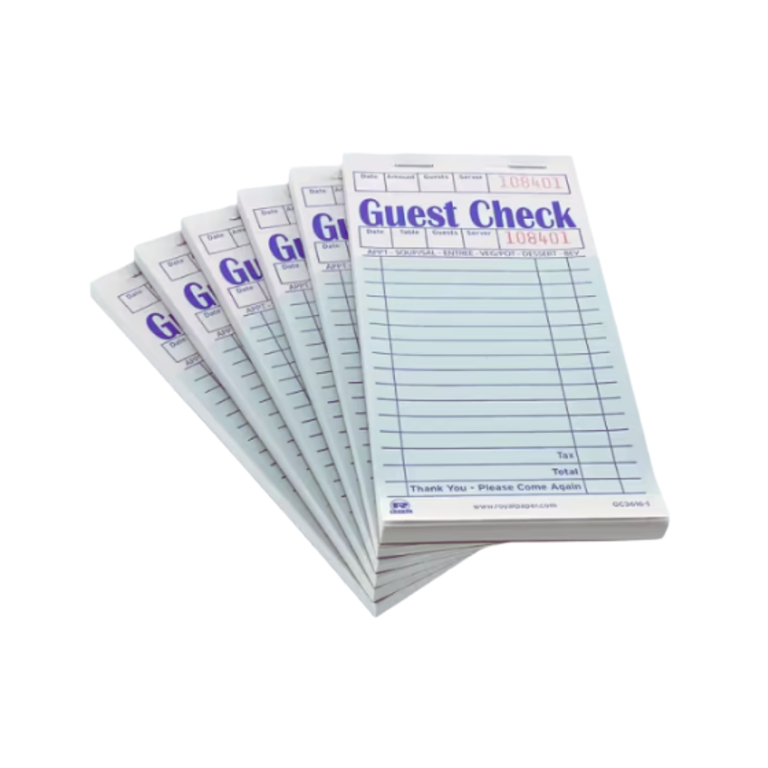 Royal® Guest Check Board – 1 Part, 16 Lines, Green, 3.46" x 6.69"