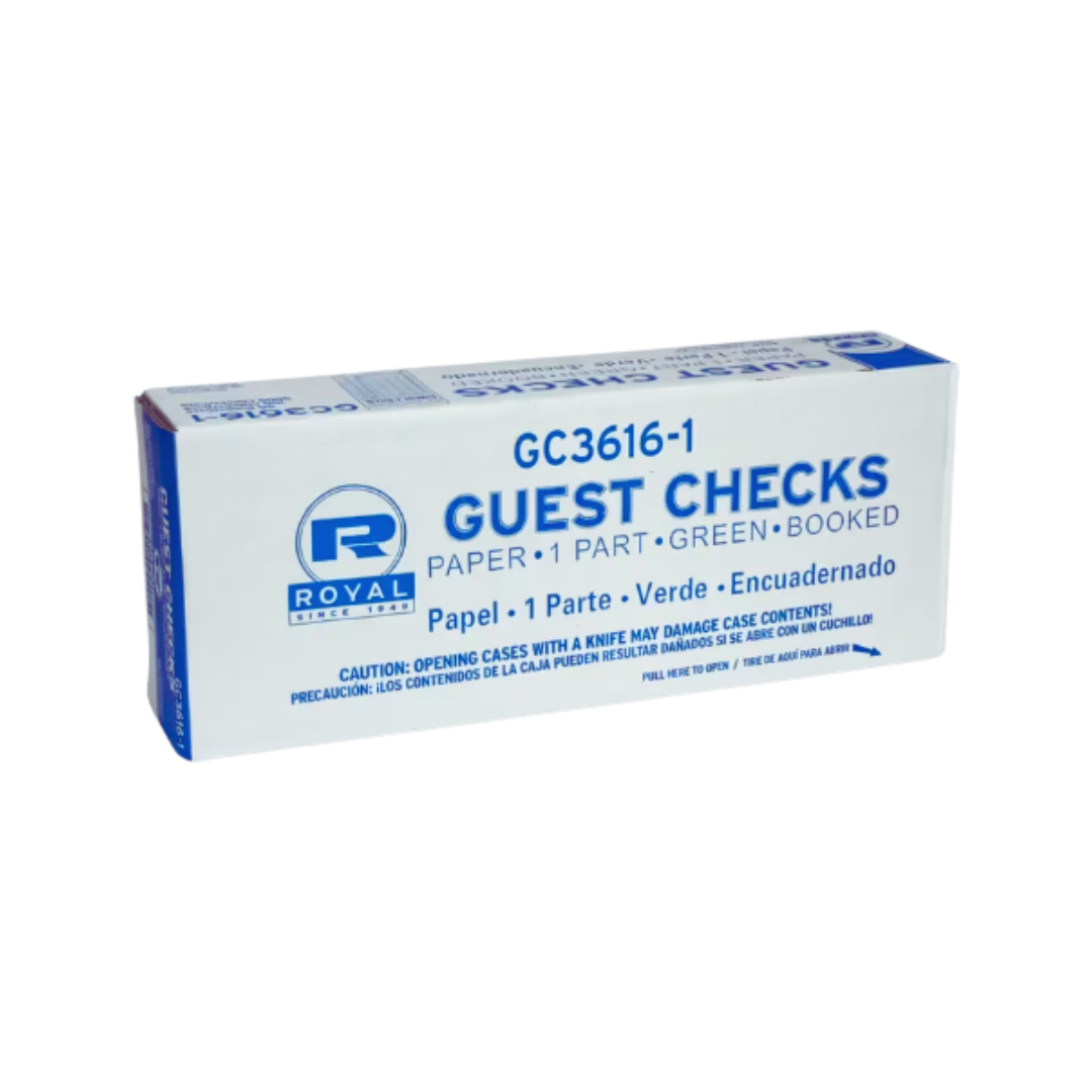 Royal® Guest Check Board – 1 Part, 16 Lines, Green, 3.46" x 6.69"