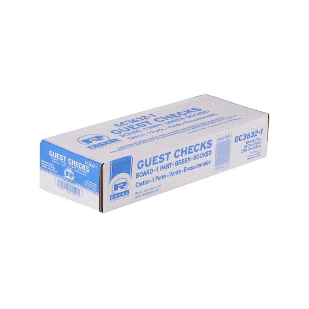 Royal® Guest Check Board – 1 Part, 15 Lines, Green, 3.46" x 6.69"