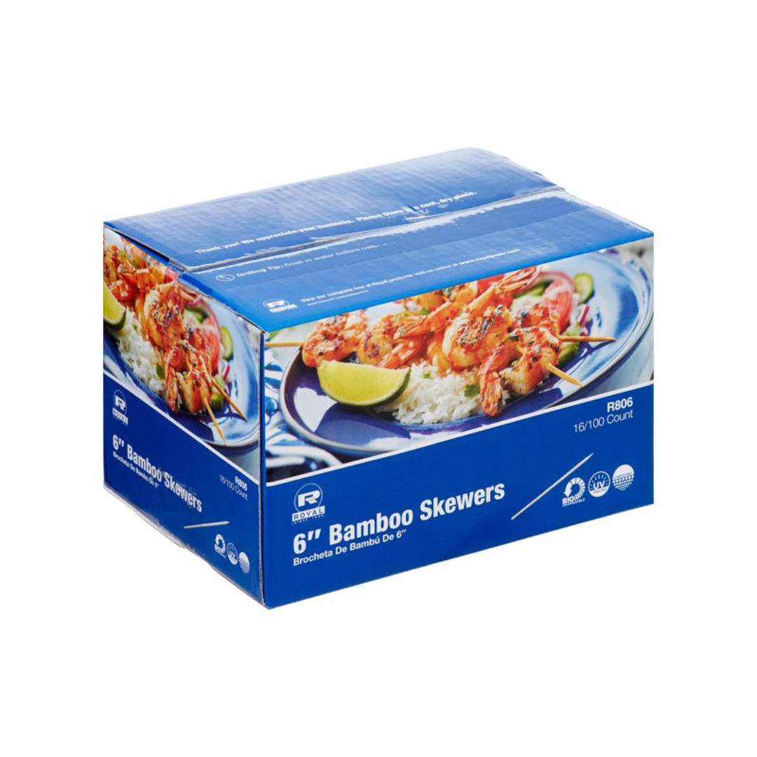 Royal® Thin Bamboo Skewers – 6" & 8"
