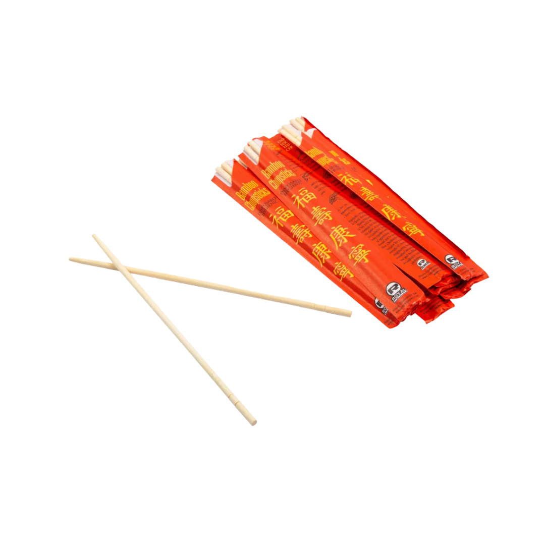 Royal® Bamboo Chopsticks – 9", Natural with Red Sleeve