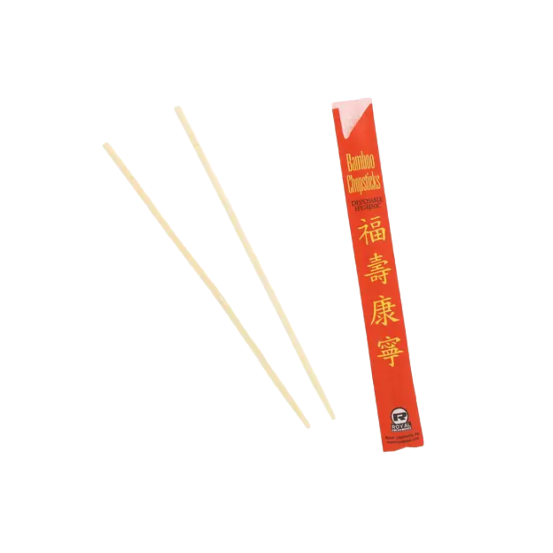 Royal® Bamboo Chopsticks – 9", Natural with Red Sleeve