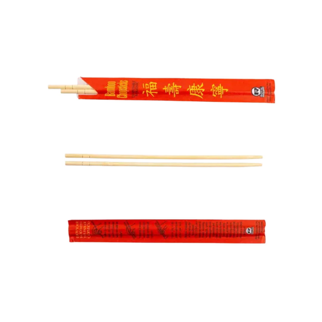Royal® Bamboo Chopsticks – 9", Natural with Red Sleeve