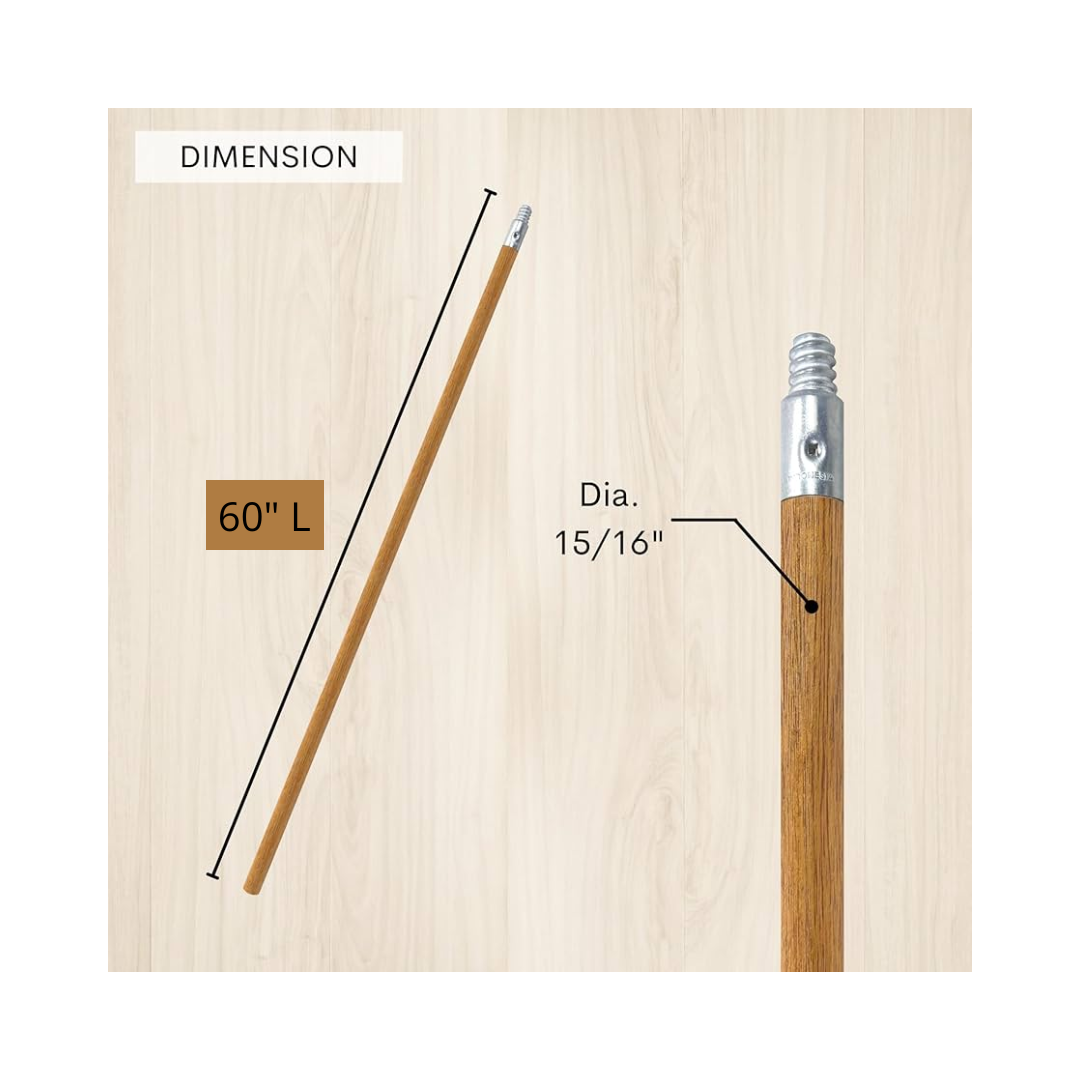 Abco® Metal Threaded Wood Broom Handle – 60" x 15/16"