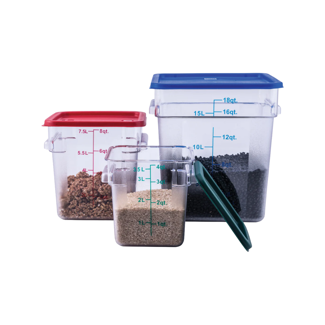 Winco® Square Clear Polycarbonate Food Storage Containers – 2 Qt to 22 Qt