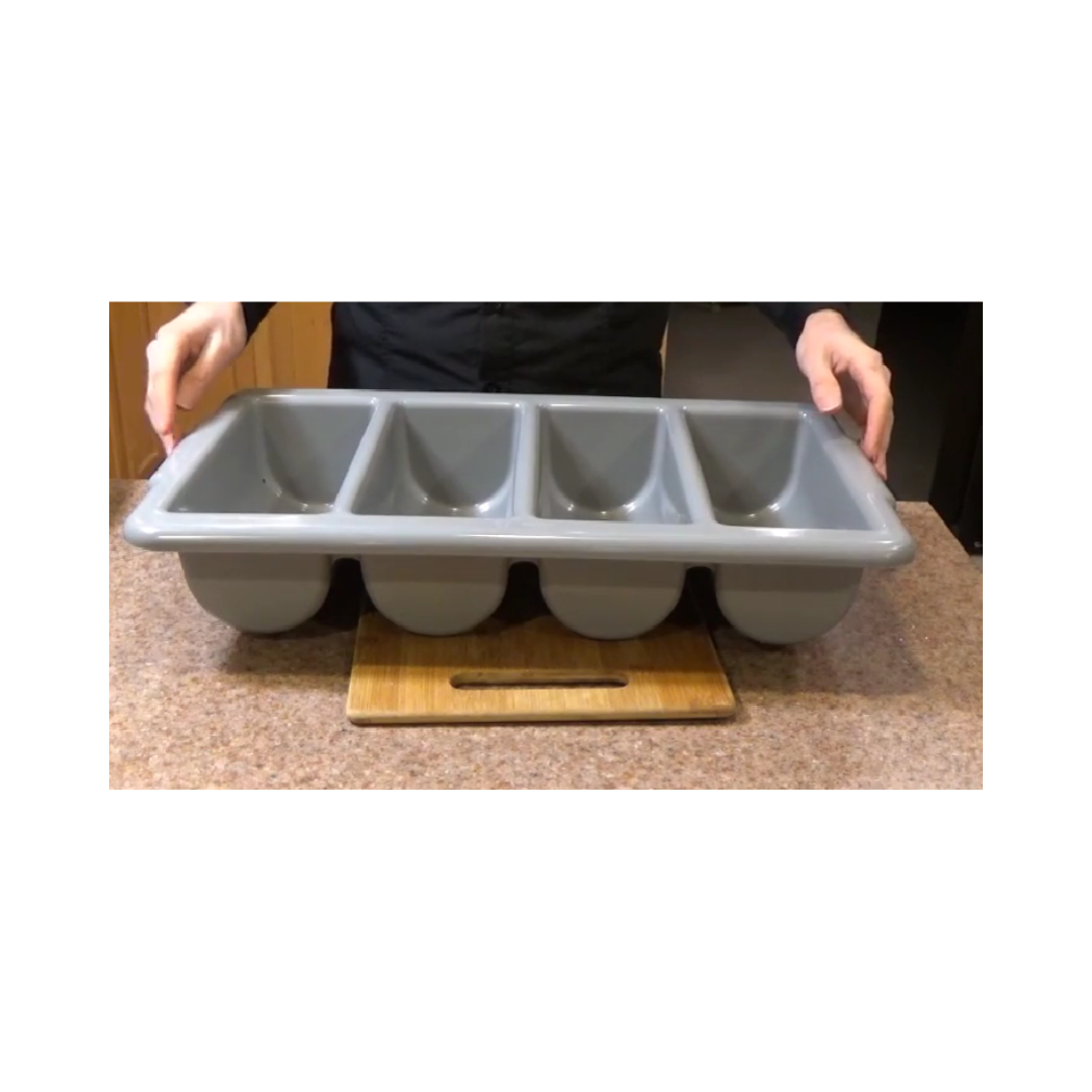 Winco® Plastic 4 Compartment Cutlery Bin – BPA-Free Polypropylene