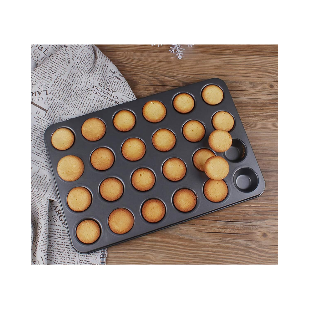 Winco® Non-Stick Carbon Steel Mini Muffin Pan – 13 3/4" x 10 1/2", 24 Cup, 1.5 oz