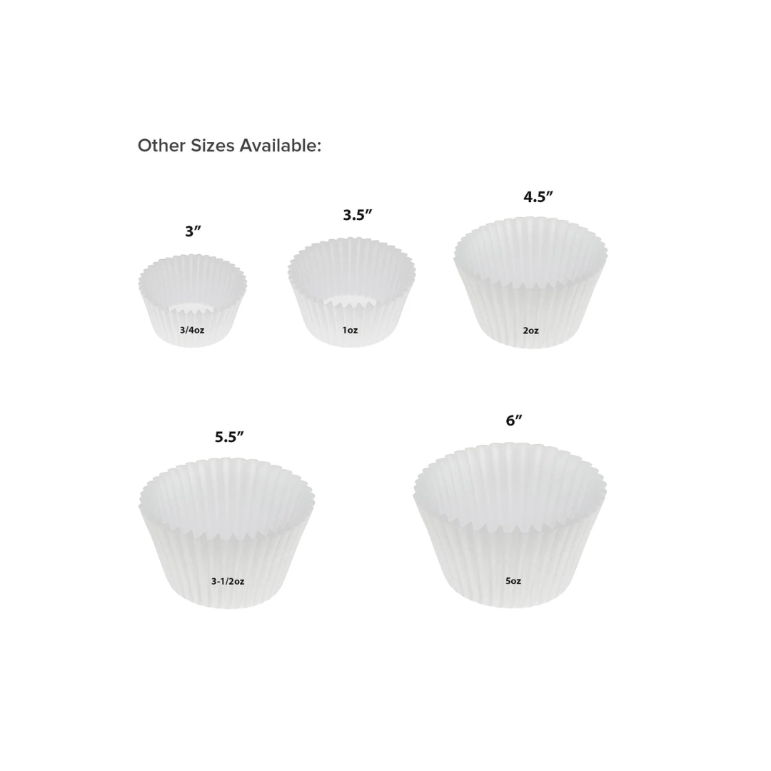 Royal® Baking Cups – White Treated Paper, 4 1/2" & 6"