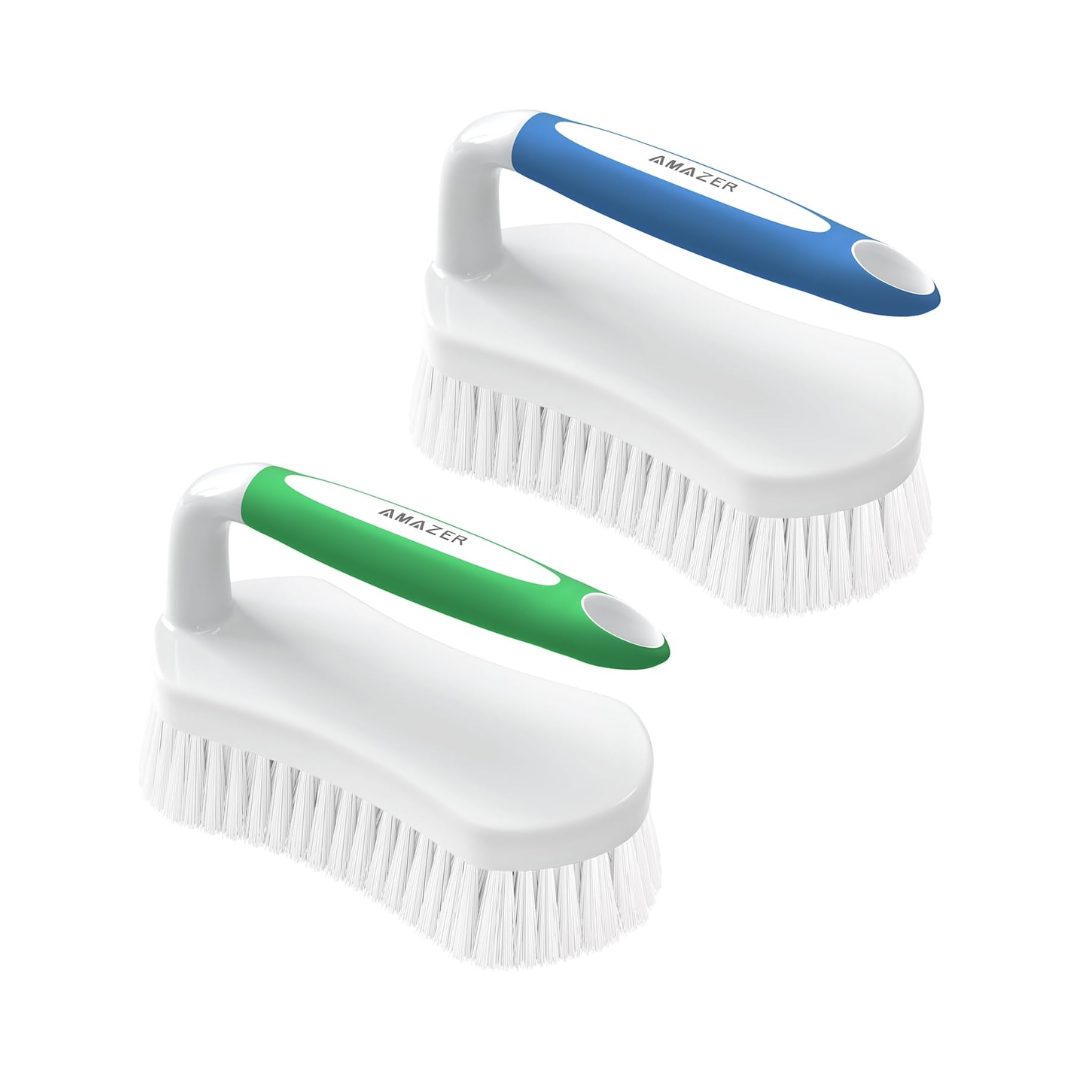 Amazer® Heavy-Duty Scrub Brush – 2-Pack, Ergonomic Grip, Assorted Colors