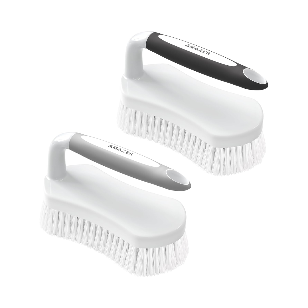 Amazer® Heavy-Duty Scrub Brush – 2-Pack, Ergonomic Grip, Assorted Colors