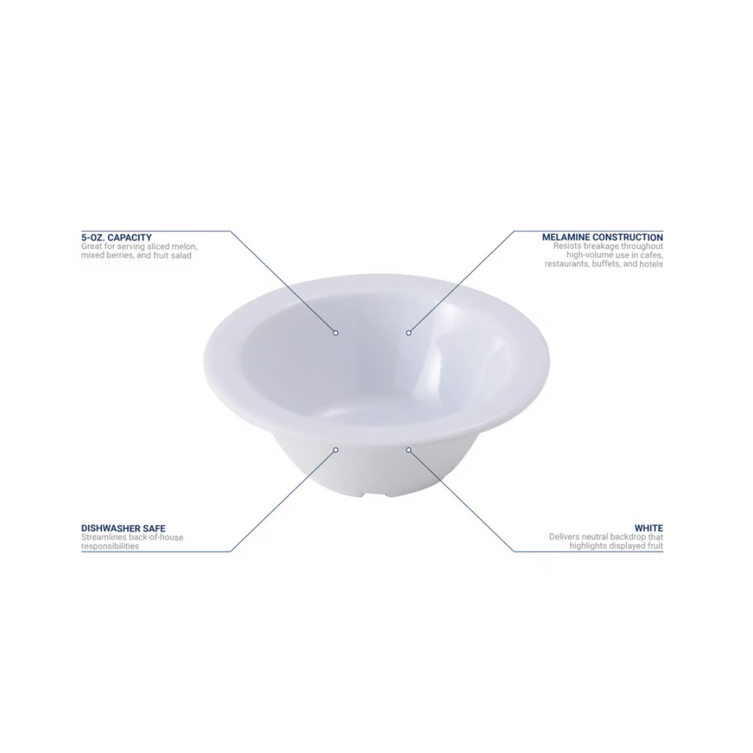Winco® Melamine Fruit Bowl – 5 oz, White