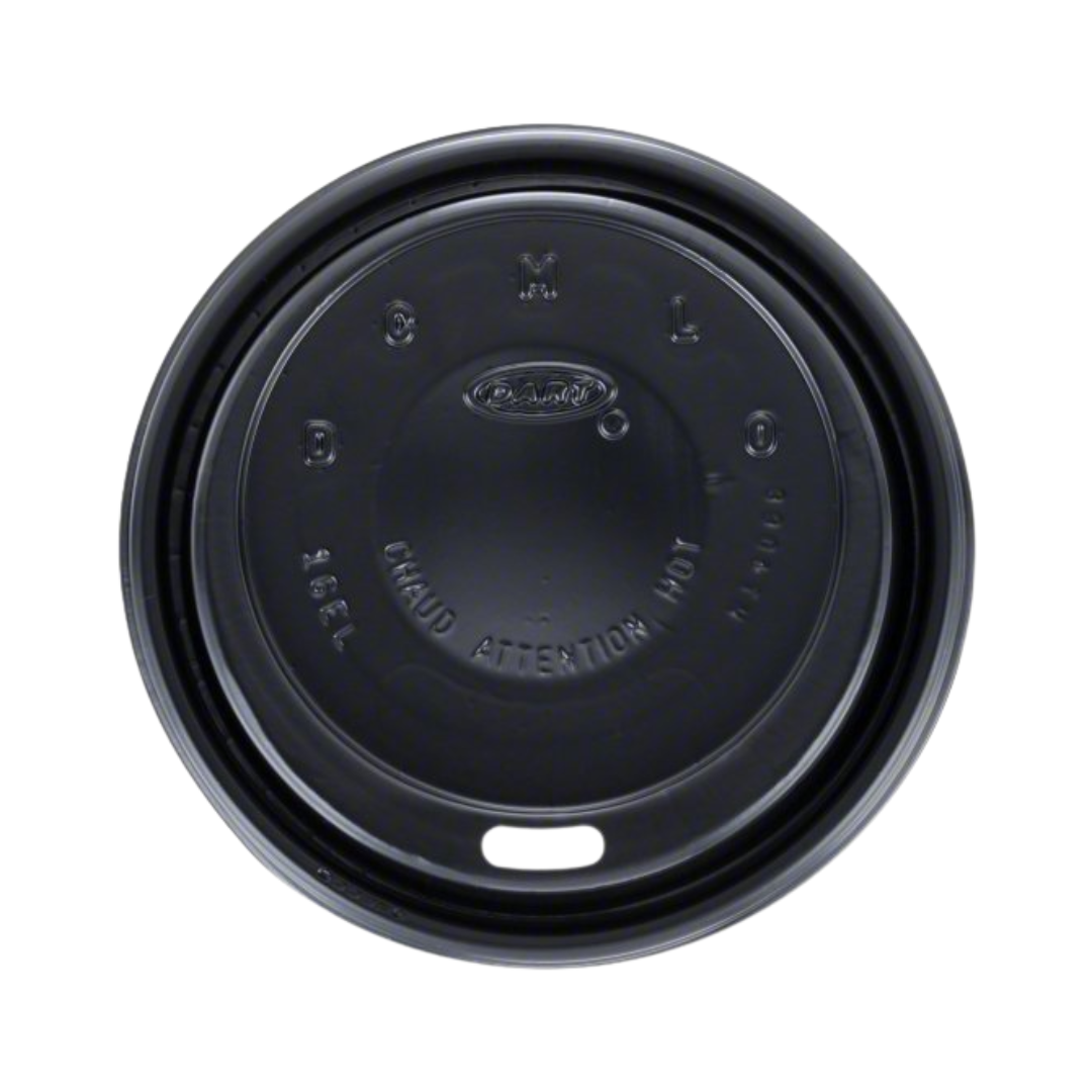 Dart® 12–24 oz. HIPS Cappuccino Lid – Black, Fits Multiple Foam Cup Sizes