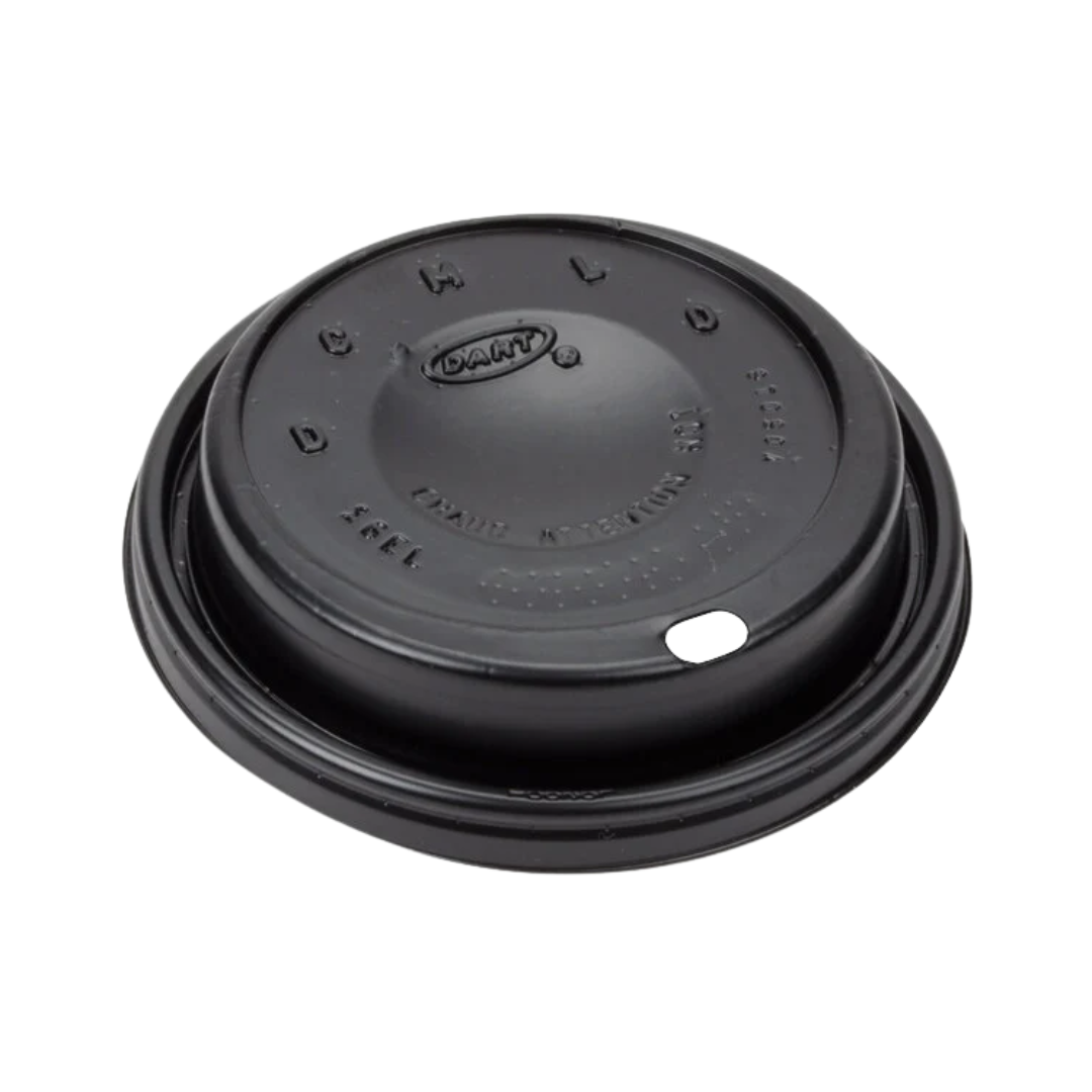Dart® 12–24 oz. HIPS Cappuccino Lid – Black, Fits Multiple Foam Cup Sizes