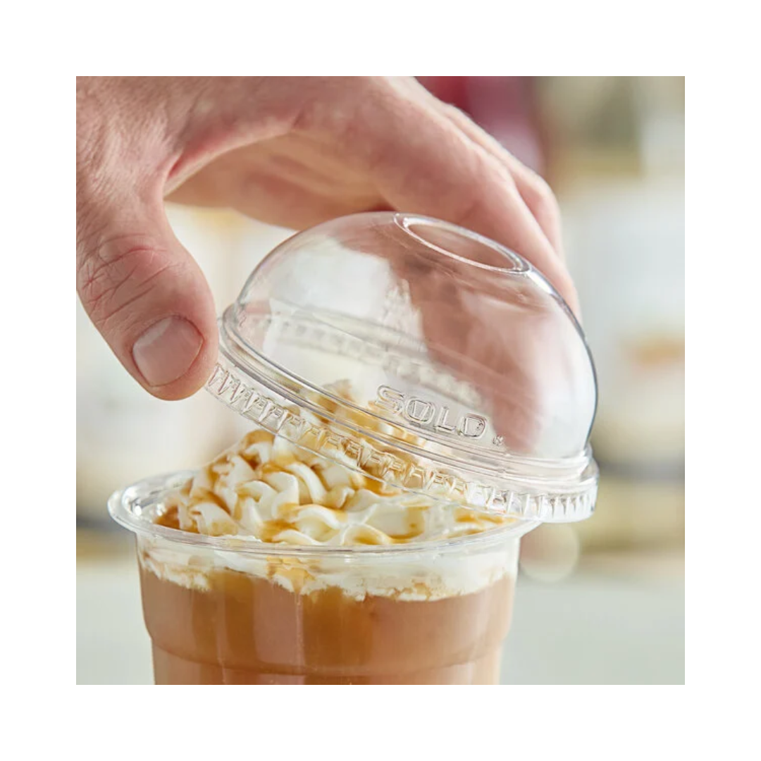 Dart® 12-24 oz. OPS Plastic Dome Lid w/1.5" Hole - Clear