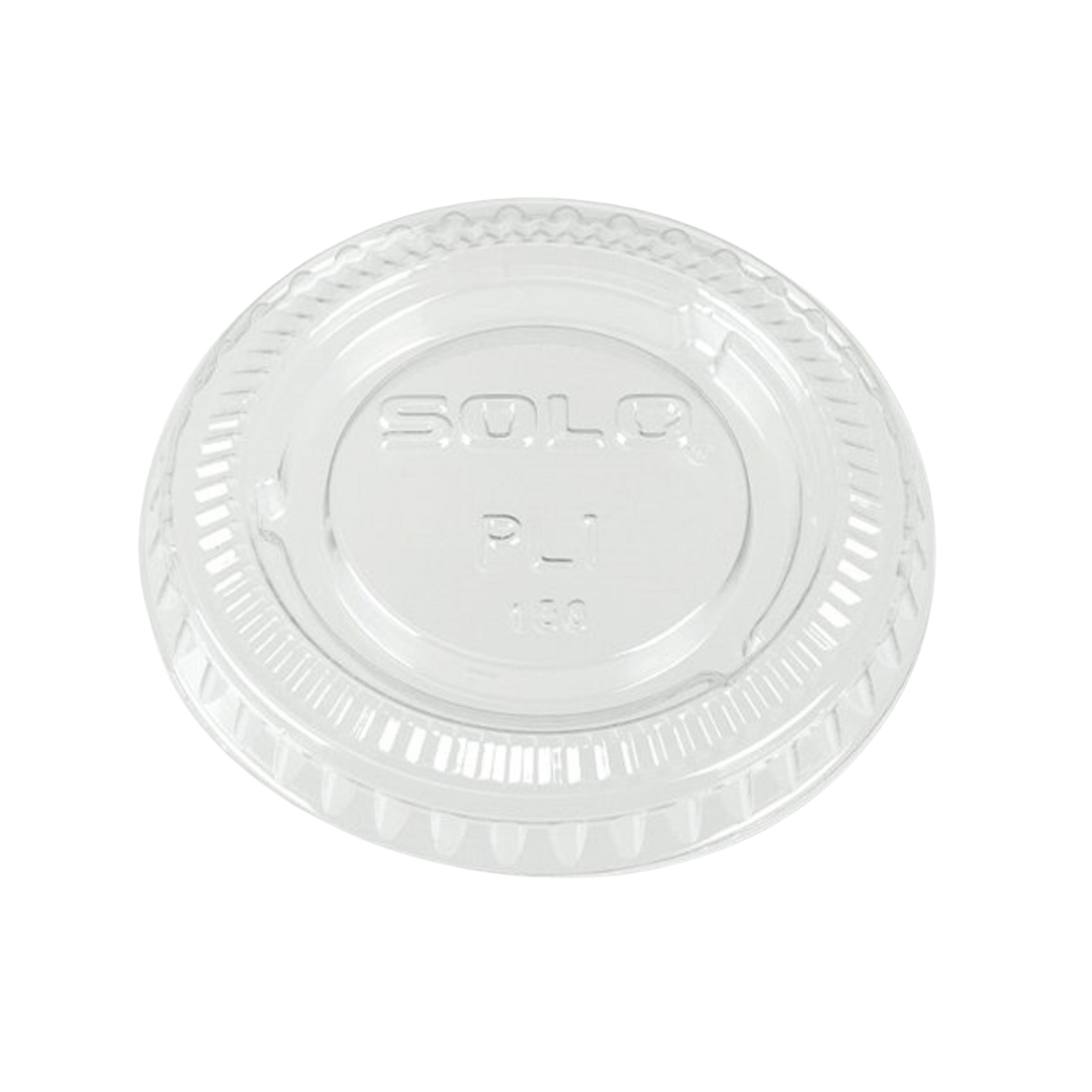 Solo® PET Soufflé Portion Cup No Slot Lid – Fits 1/2 oz, 3/4 oz, 1 oz & 1 1/4 oz Cups, Clear