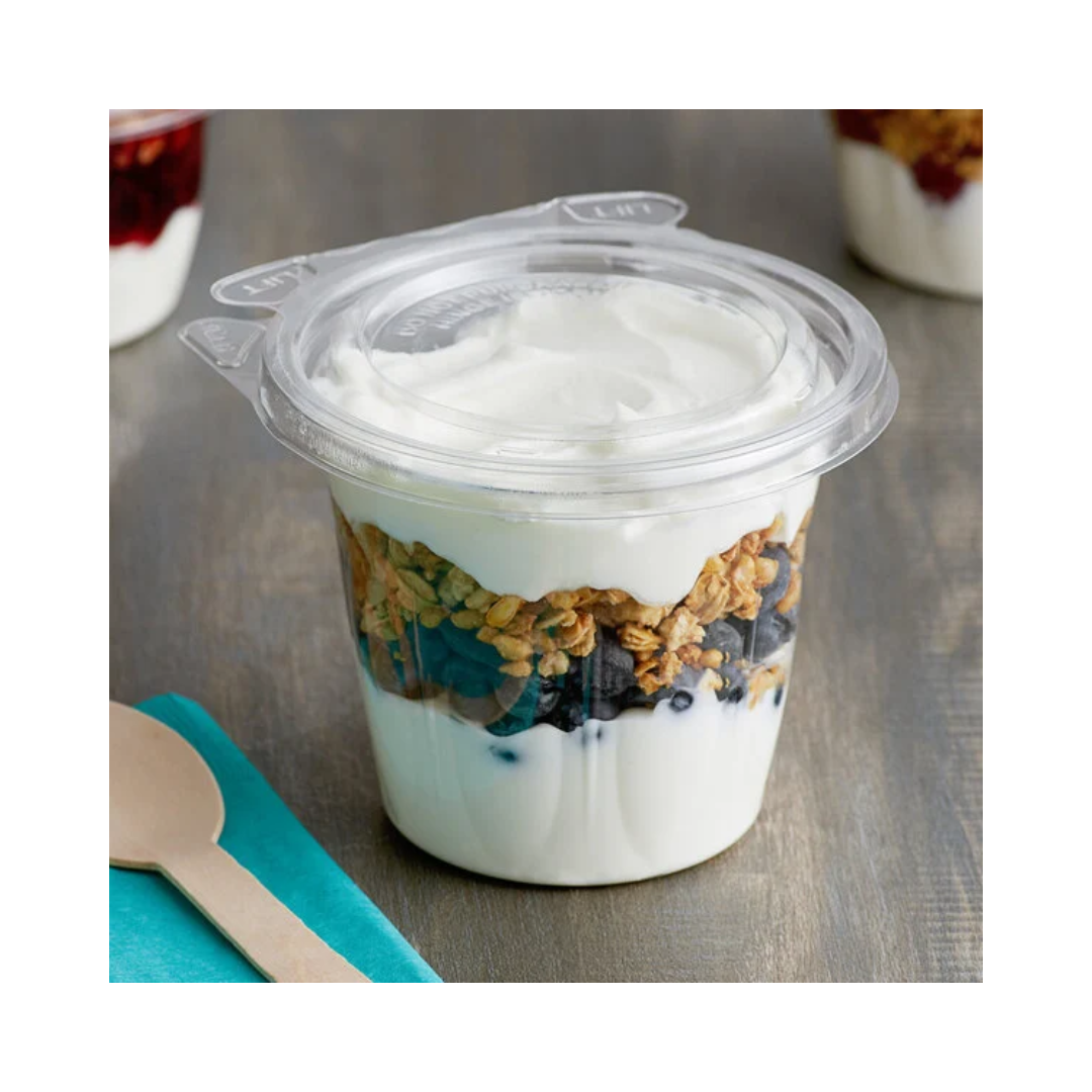 Dart® SafeSeal™ Tamper Resistant Snack Cup w/Flat Lid – 12 oz, Clear