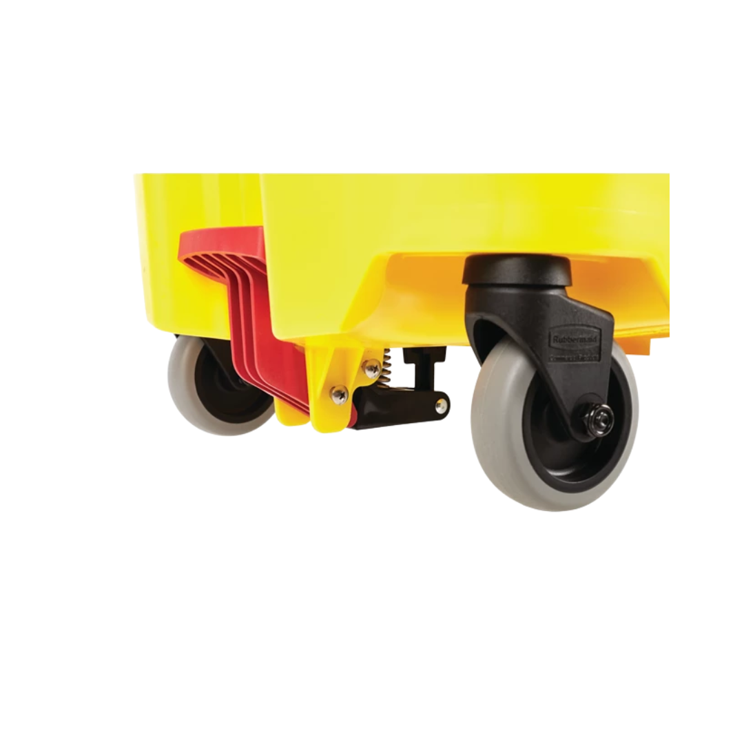 Rubbermaid® WaveBrake® Side Press Mop Bucket with Drain – 44 Qt., Yellow