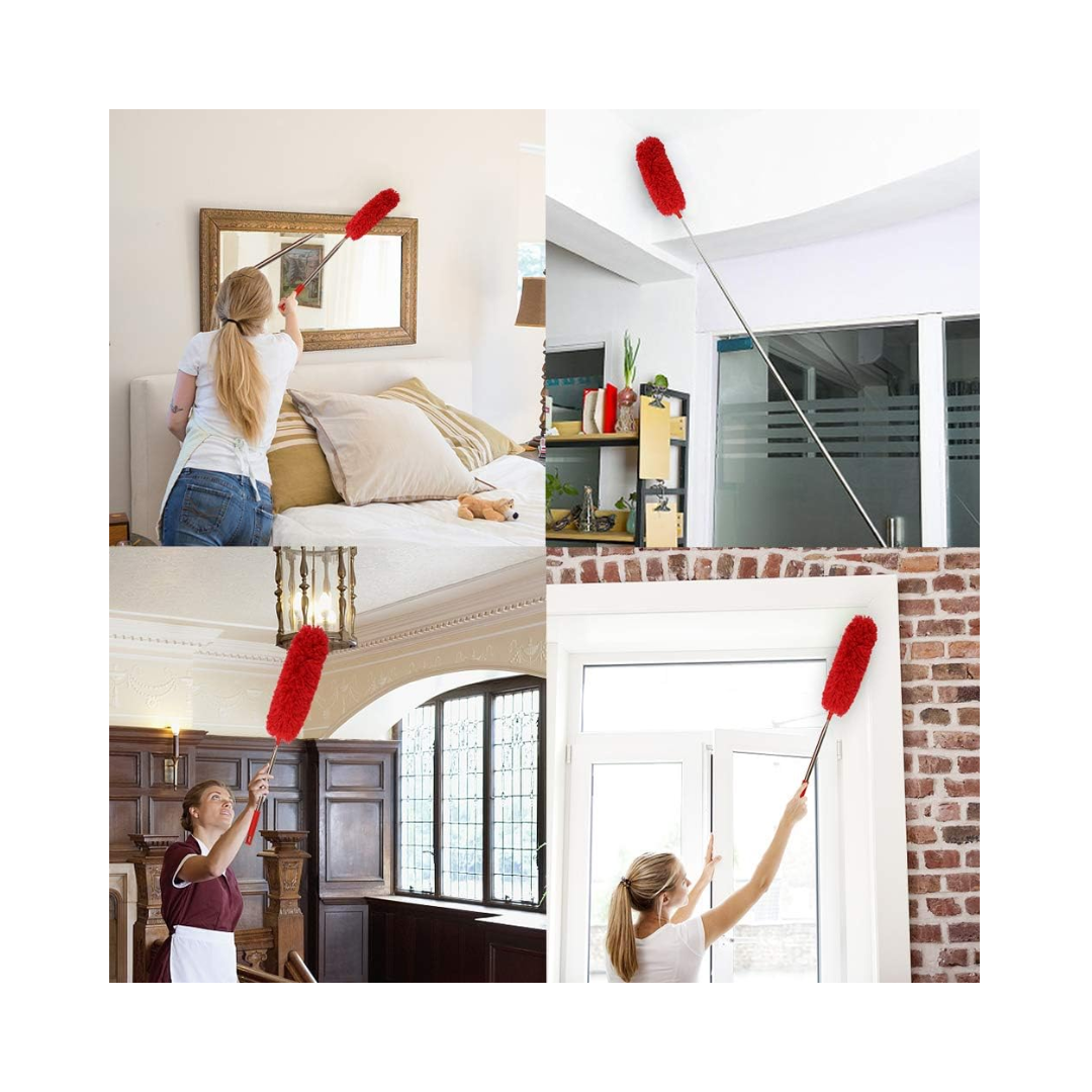Delux® Extendable Microfiber Duster – 100" Telescopic Handle, Flexible Washable Head, Scratch-Resistant, Multiple Colors