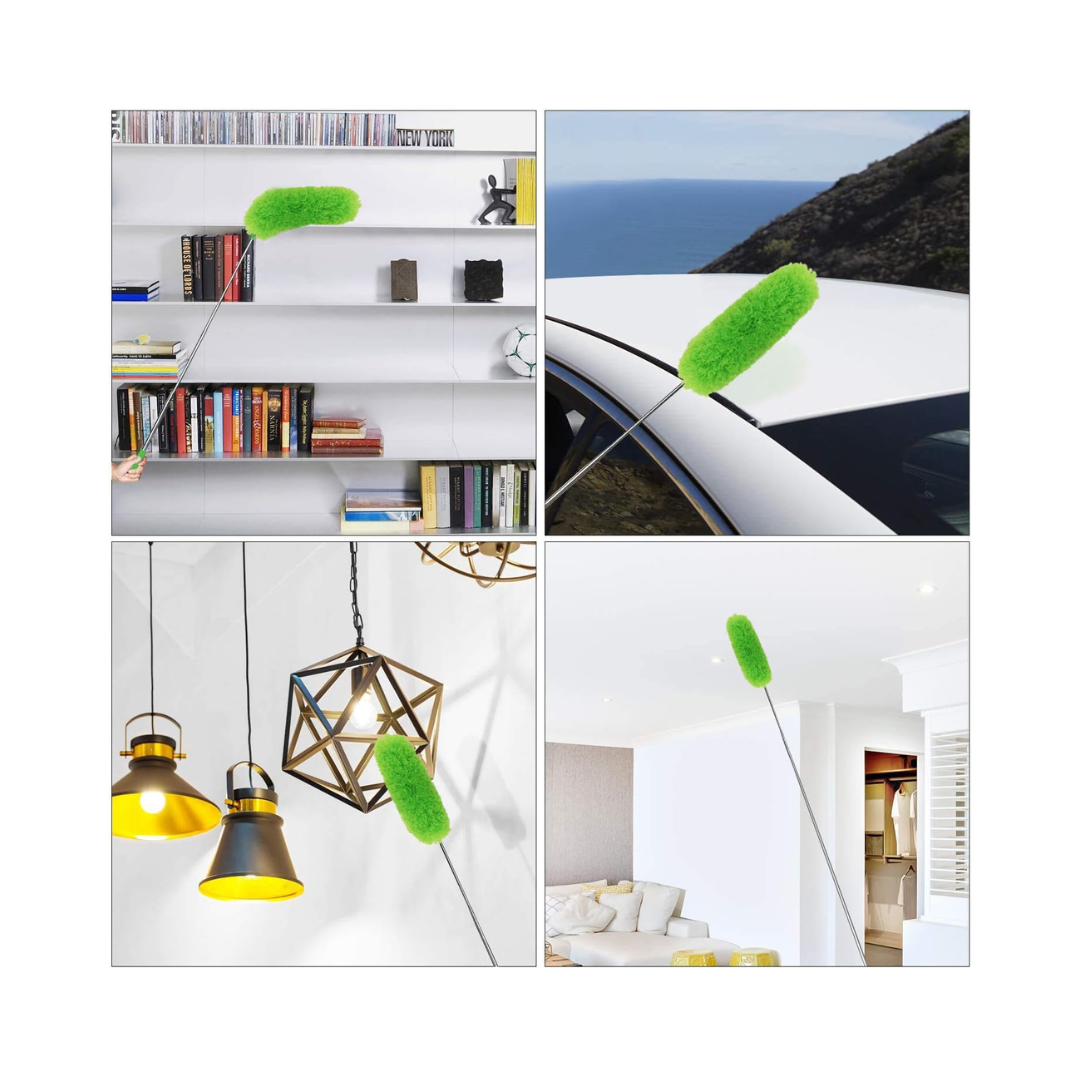 Delux® Extendable Microfiber Duster – 100" Telescopic Handle, Flexible Washable Head, Scratch-Resistant, Multiple Colors