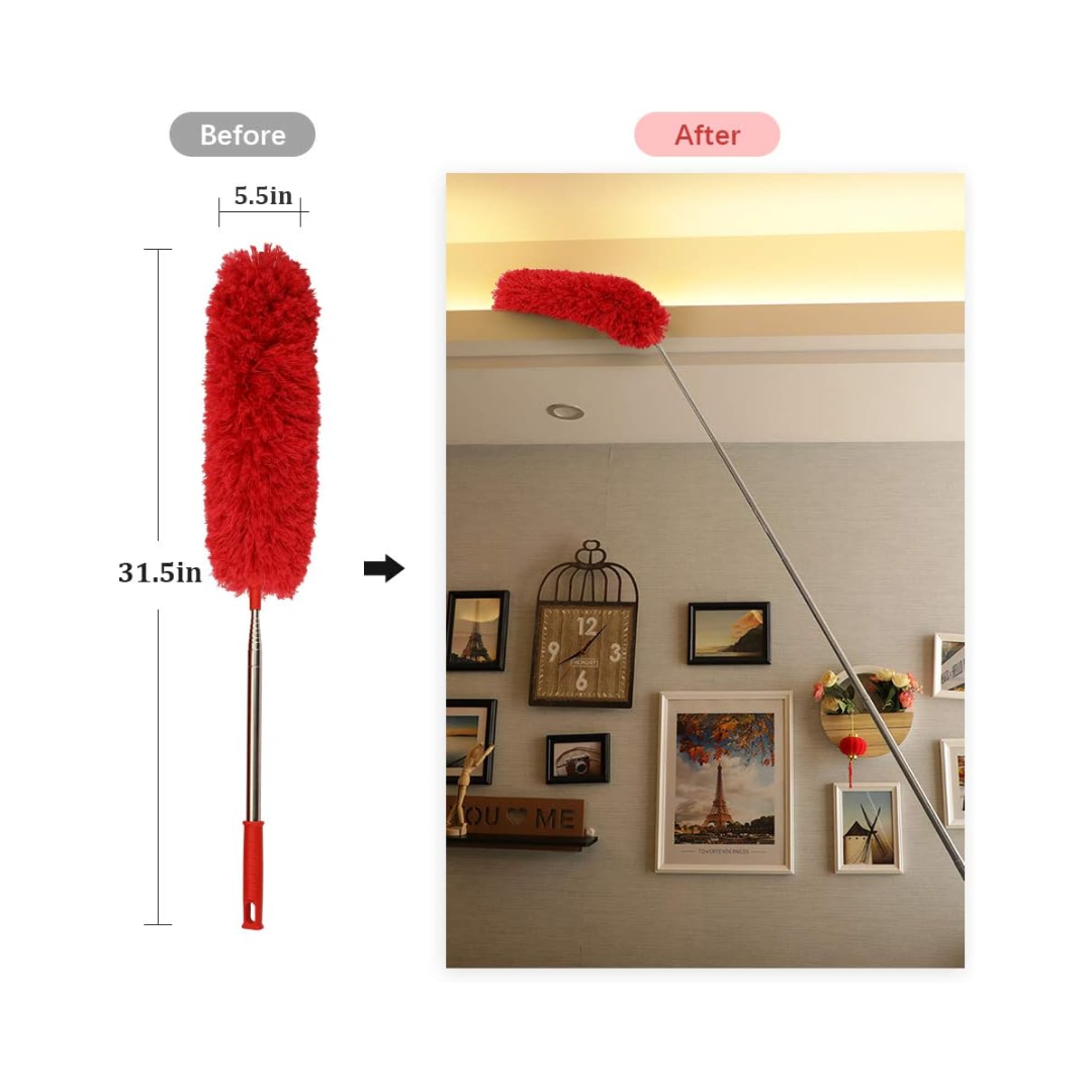 Delux® Extendable Microfiber Duster – 100" Telescopic Handle, Flexible Washable Head, Scratch-Resistant, Multiple Colors