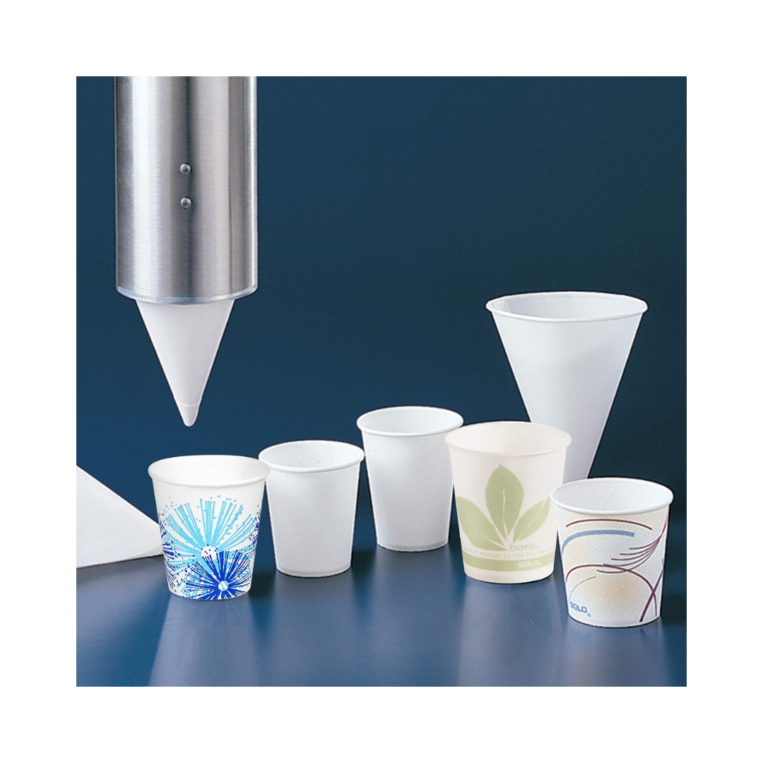 Solo® Bare® Eco-Forward® Cone Water Cups – Treated Paper, 4 oz to 8 oz