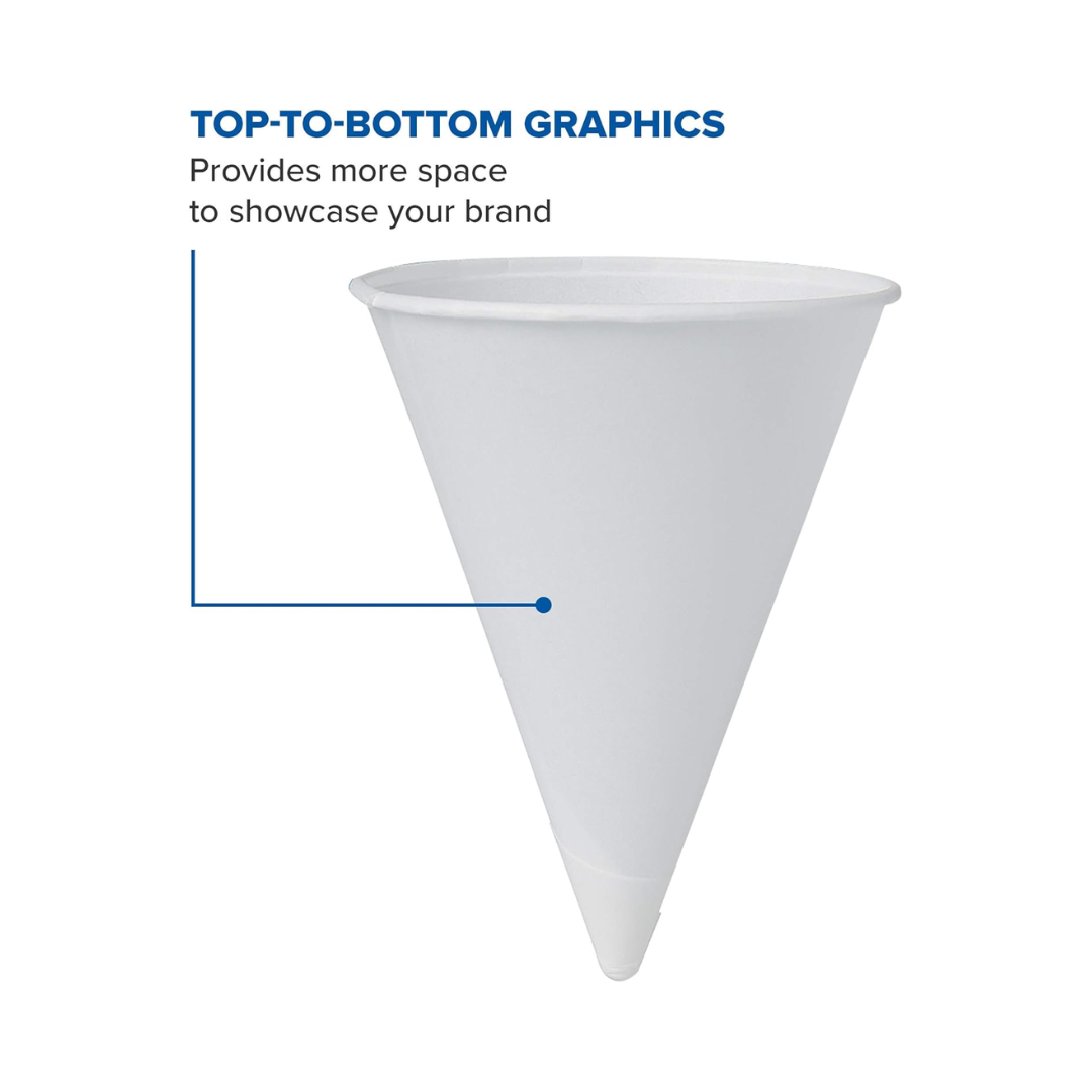 Solo® Bare® Eco-Forward® Cone Water Cups – Treated Paper, 4 oz to 8 oz