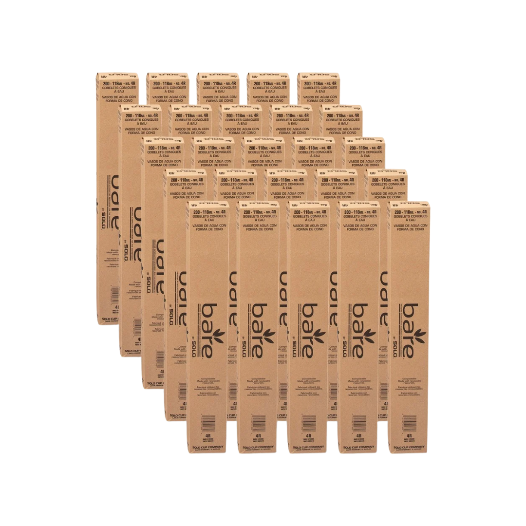 Solo® Bare® Eco-Forward® Cone Water Cups – Treated Paper, 4 oz to 8 oz