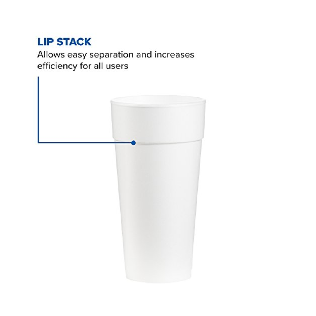 Dart® J Cup® Insulated EPS Foam Cups – 4 oz to 32 oz, White