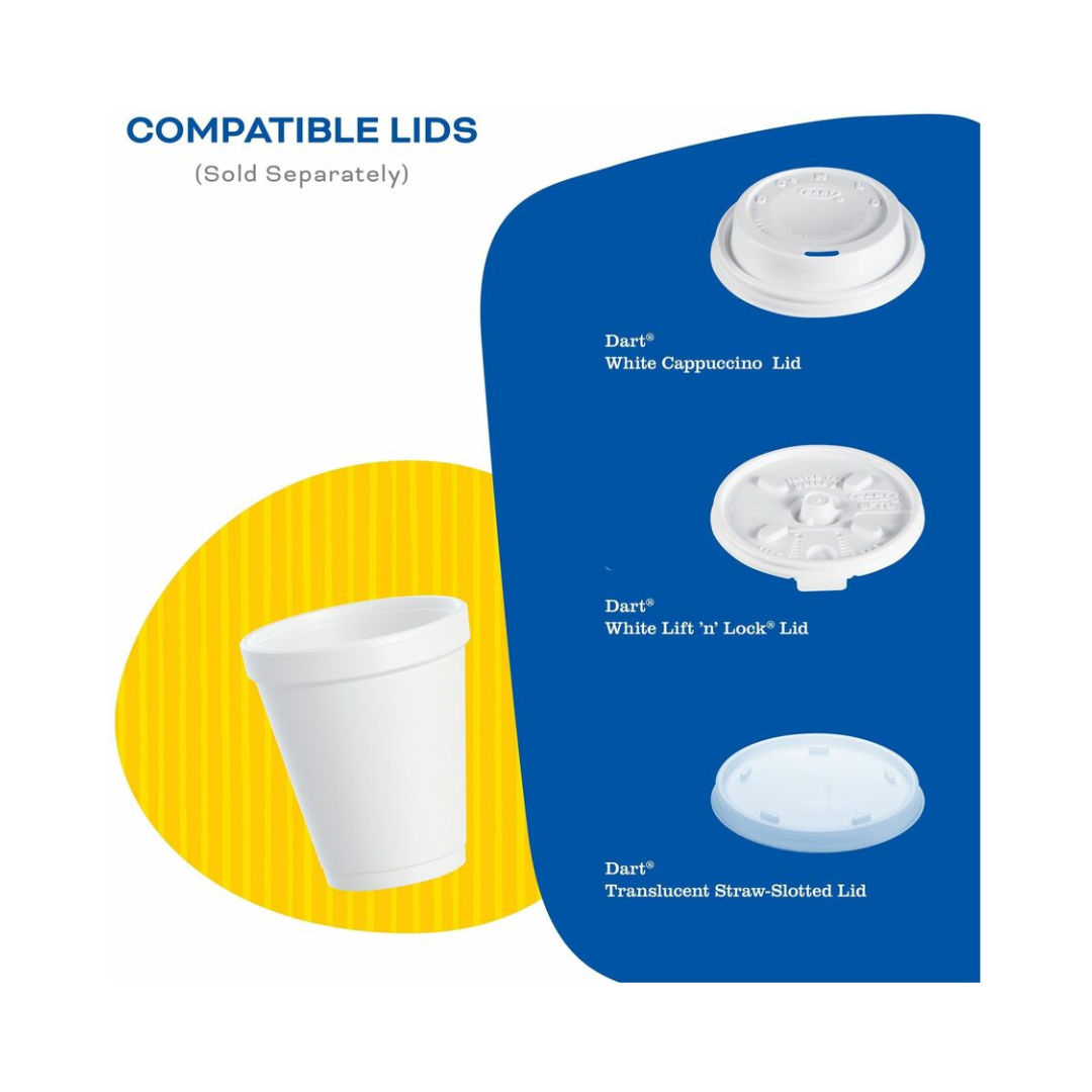 Dart® J Cup® Insulated EPS Foam Cups – 4 oz to 32 oz, White
