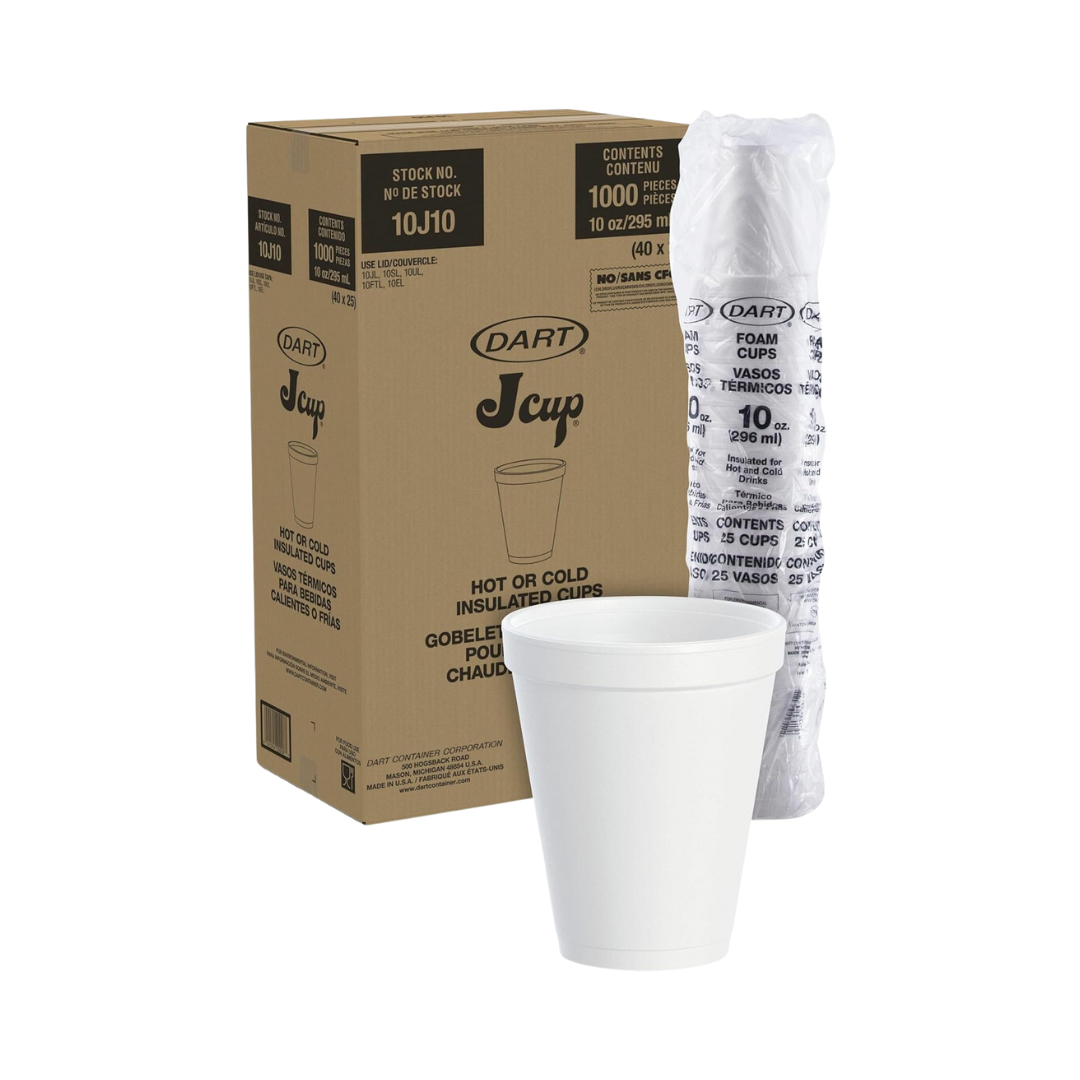 Dart® J Cup® Insulated EPS Foam Cups – 4 oz to 32 oz, White