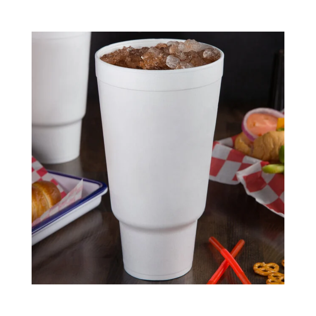 Dart® J Cup® EPS Insulated Pedestal Foam Cups – 32 oz & 44 oz, White