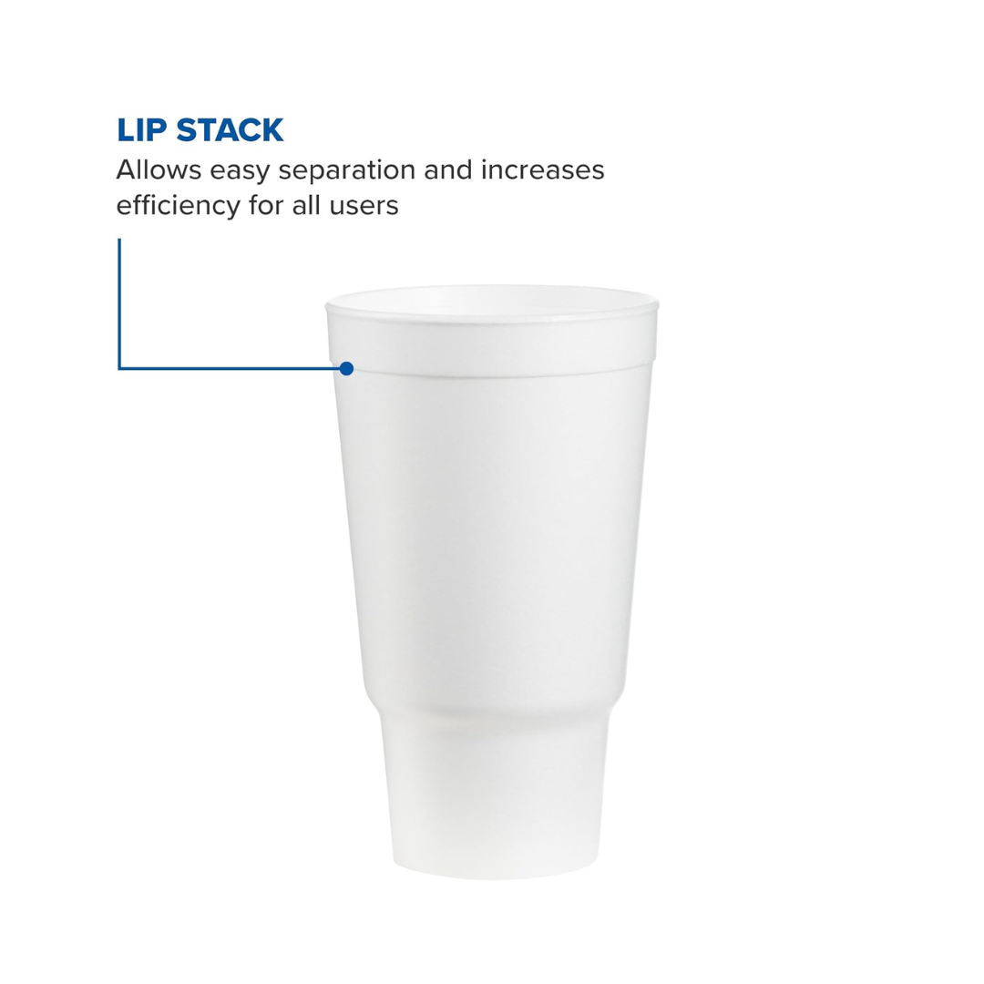 Dart® J Cup® EPS Insulated Pedestal Foam Cups – 32 oz & 44 oz, White