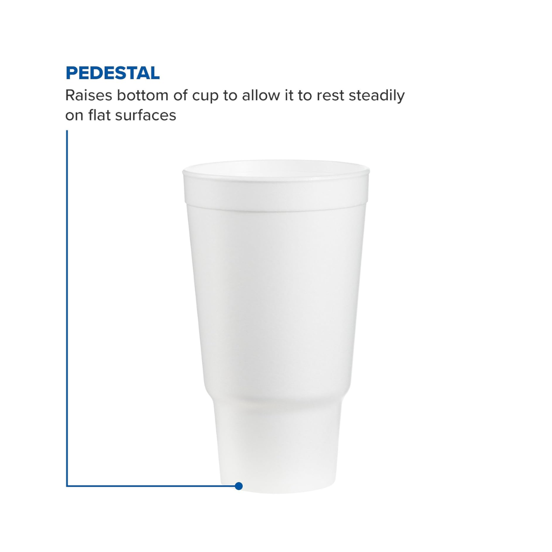 Dart® J Cup® EPS Insulated Pedestal Foam Cups – 32 oz & 44 oz, White