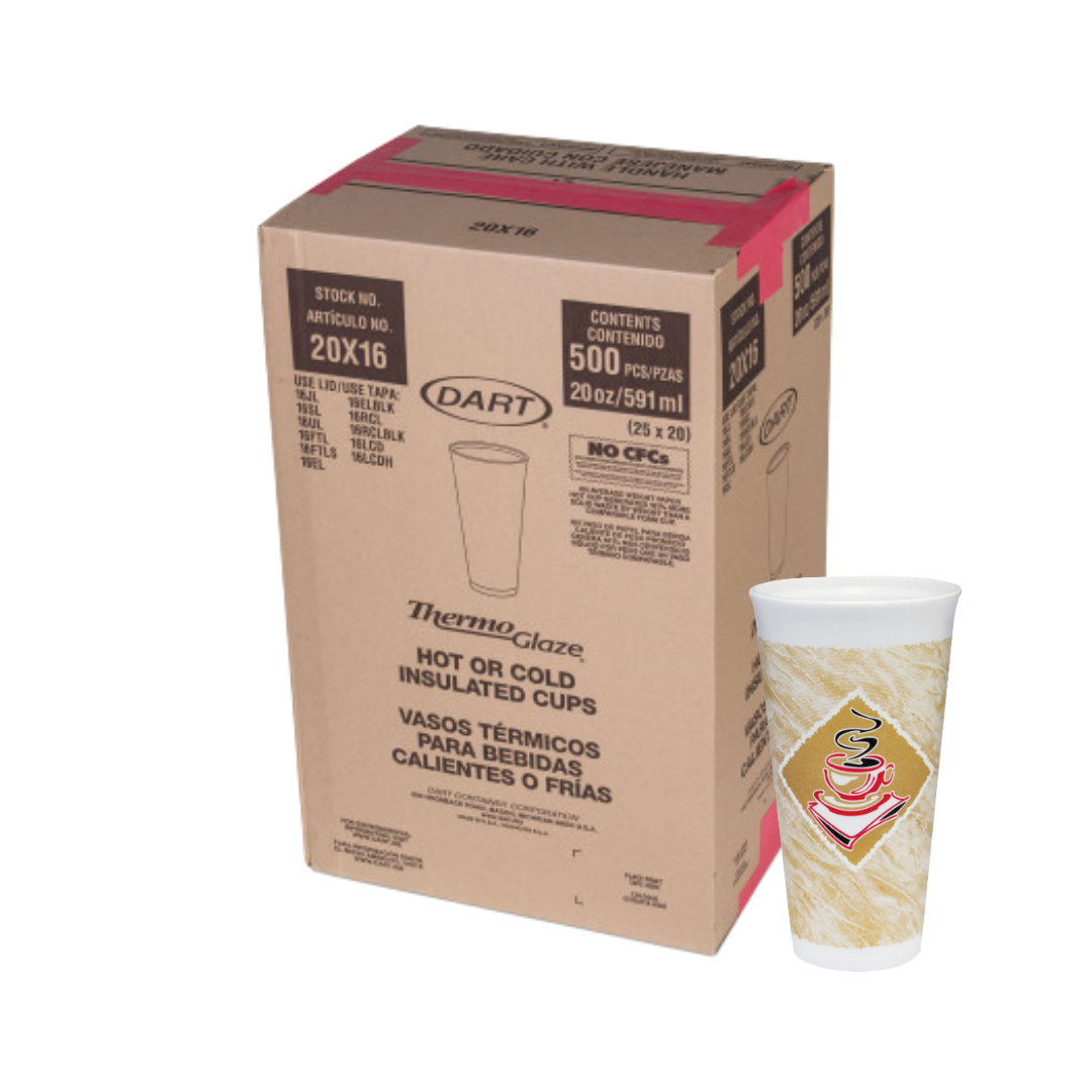 Dart® Café G® ThermoGlaze® EPS Insulated Foam Cups – 4 oz to 24 oz, Red & Green