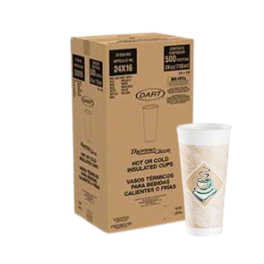 Dart® Café G® ThermoGlaze® EPS Insulated Foam Cups – 4 oz to 24 oz, Red & Green