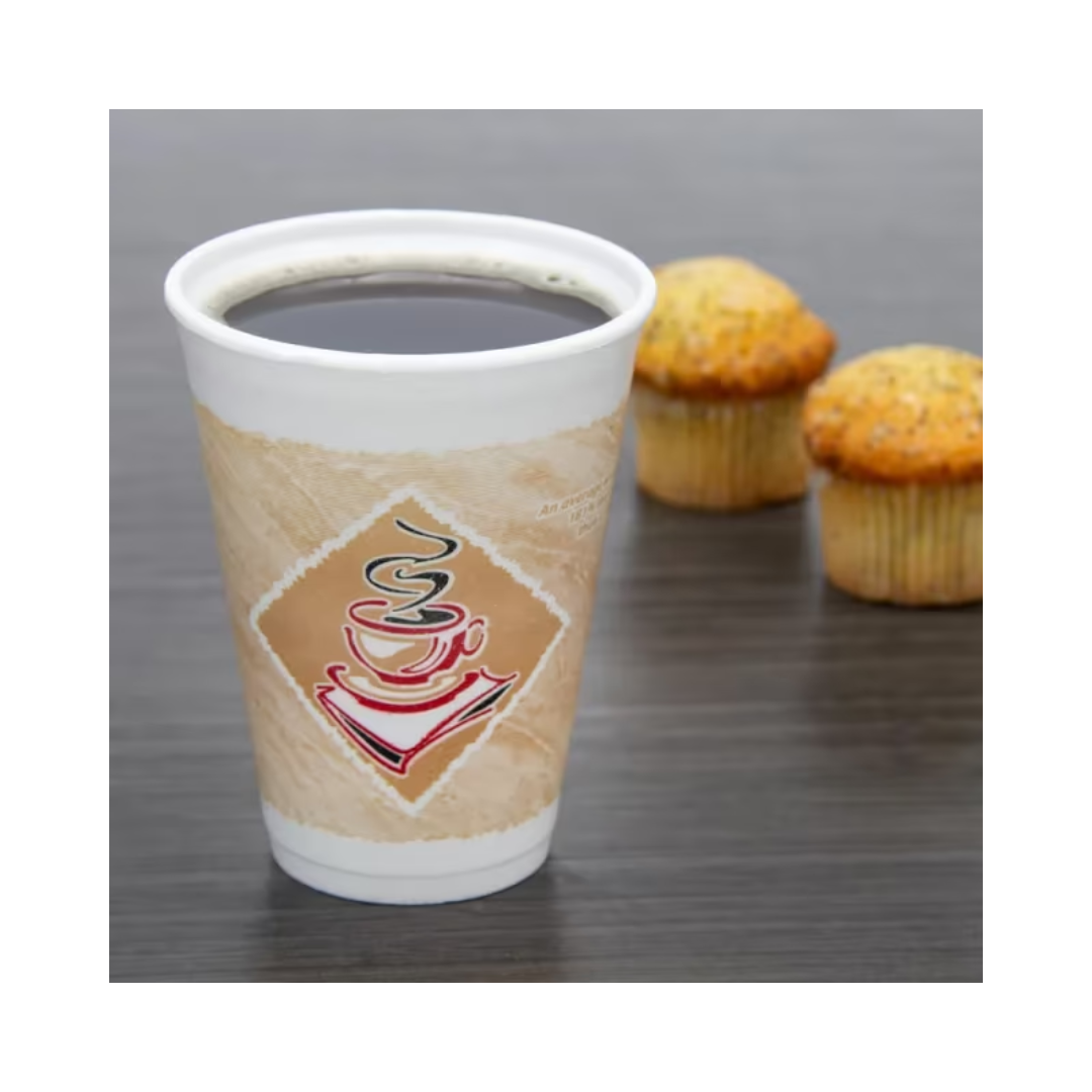 Dart® Café G® ThermoGlaze® EPS Insulated Foam Cups – 4 oz to 24 oz, Red & Green