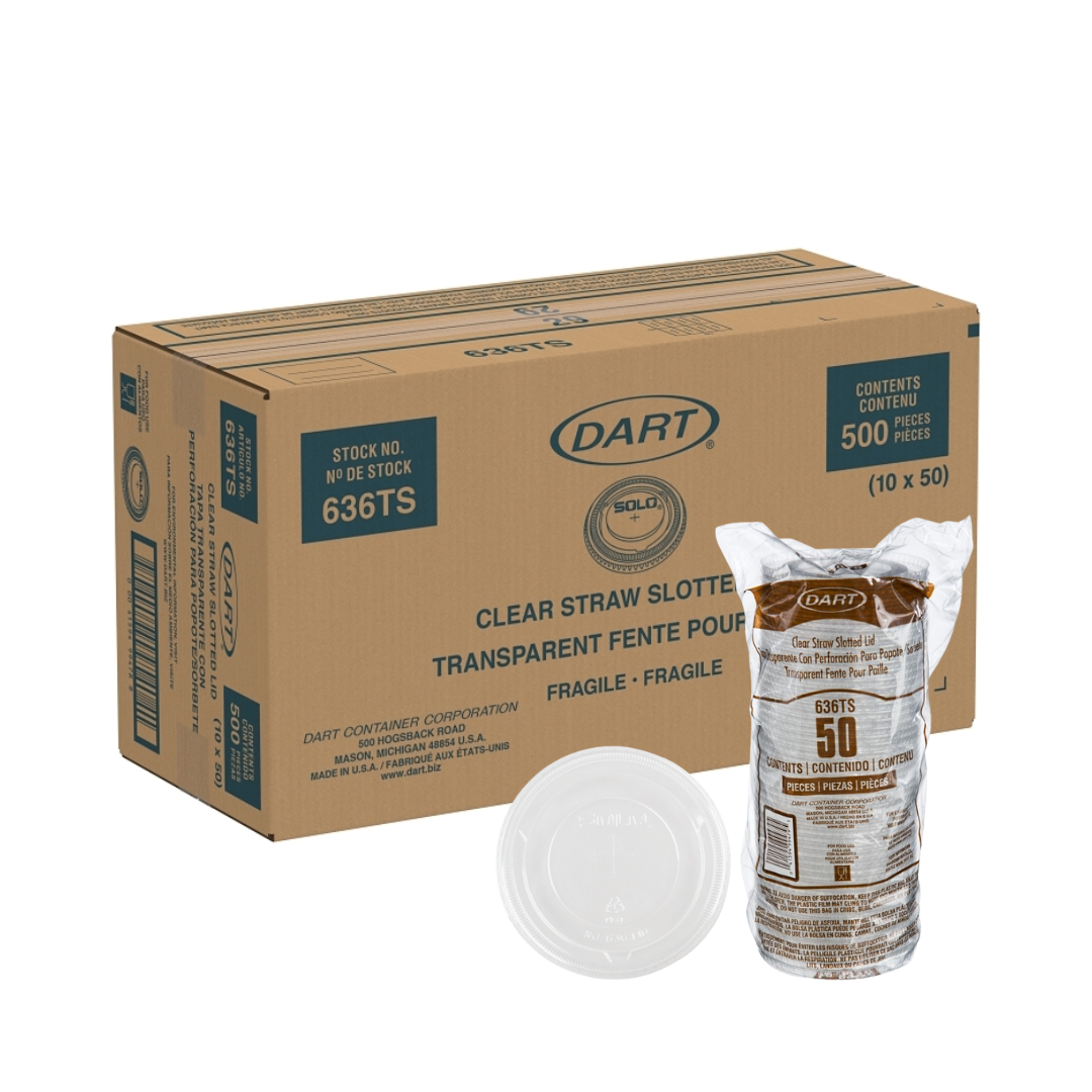 Dart® 32 oz. PET Plastic Straw-Slotted Lid – Clear