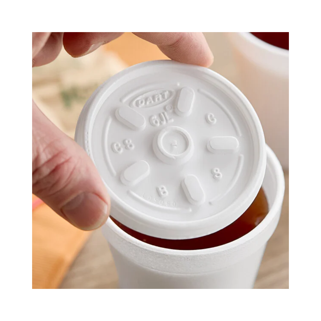 Dart® Vented Lid for 3.5/4/6 oz. Foam Cups & Containers – White