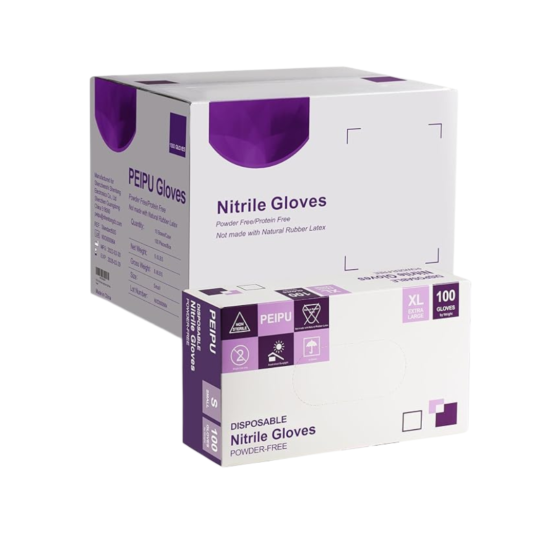 PEIPU® Nitrile Gloves – Disposable Exam Gloves, Powder-Free, Latex-Free, Non-Sterile
