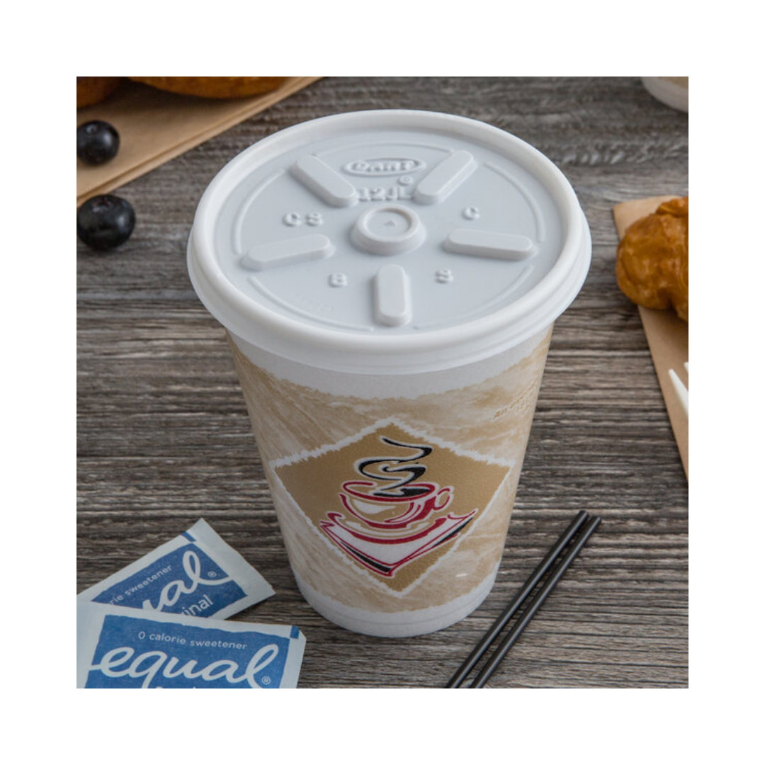 Dart® Vented Lid For 6/8/12 oz. Foam Cups & Containers – White