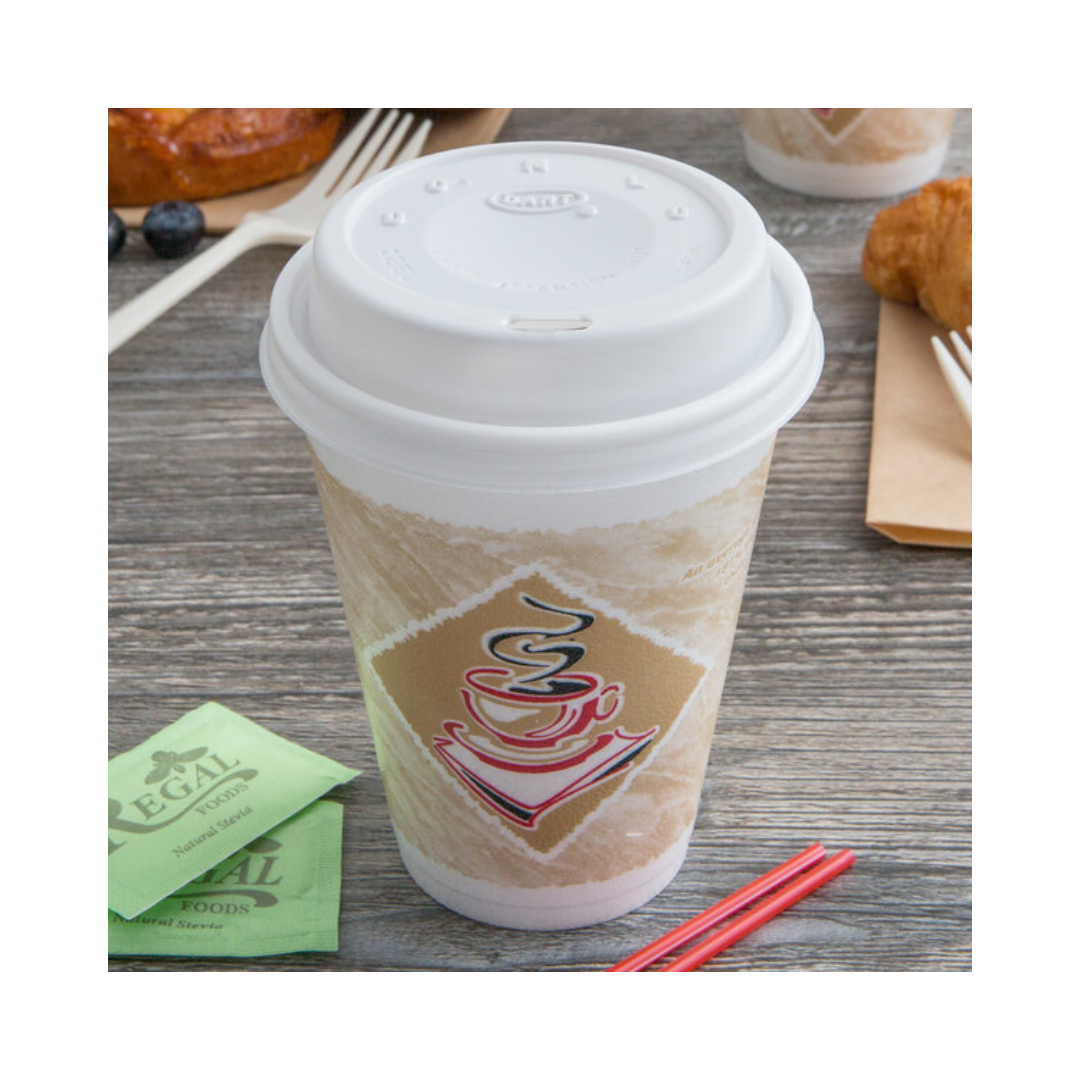 Dart® 6–12 oz. HIPS Cappuccino Lid – White