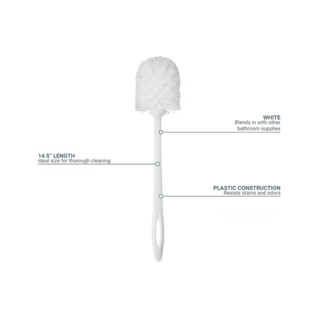 Rubbermaid® Toilet Bowl Brush – Plastic Handle, Polypropylene Fill, 14.5" Length, White