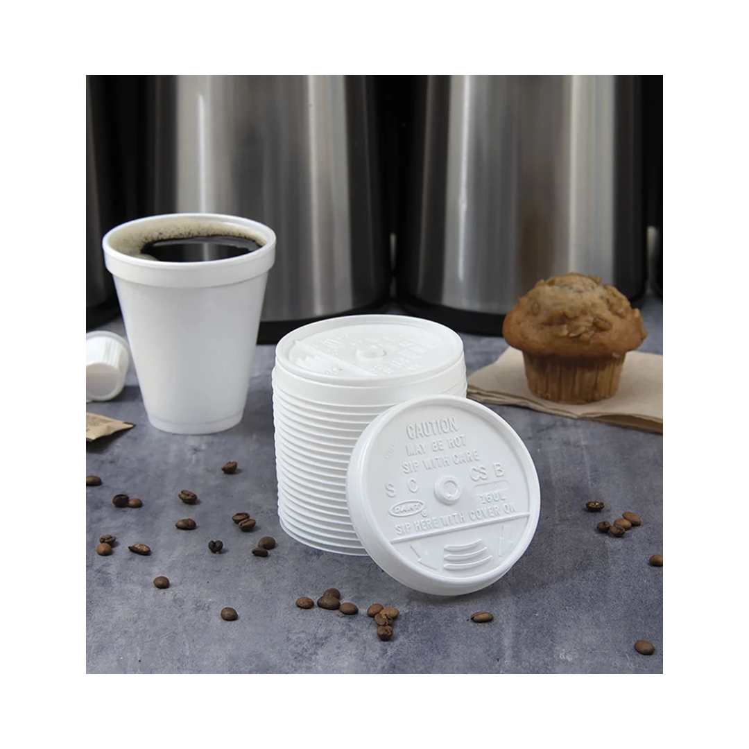 Dart® White Sip Thru® Lids – For 8, 10, 6–10 & 12–24 oz. Foam Cups