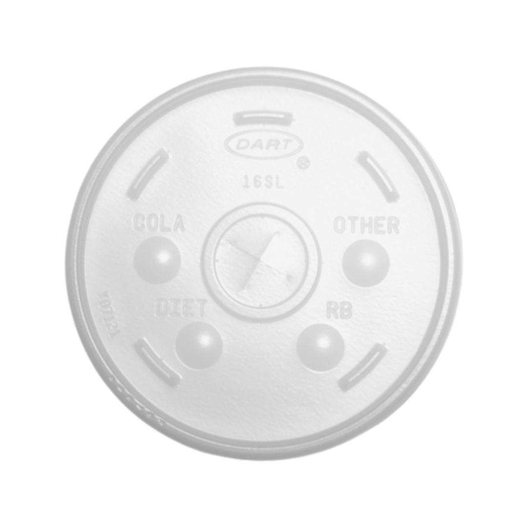 Dart® HIPS Translucent Straw Slotted Lids – For Foam Cups, 8 oz to 32 oz