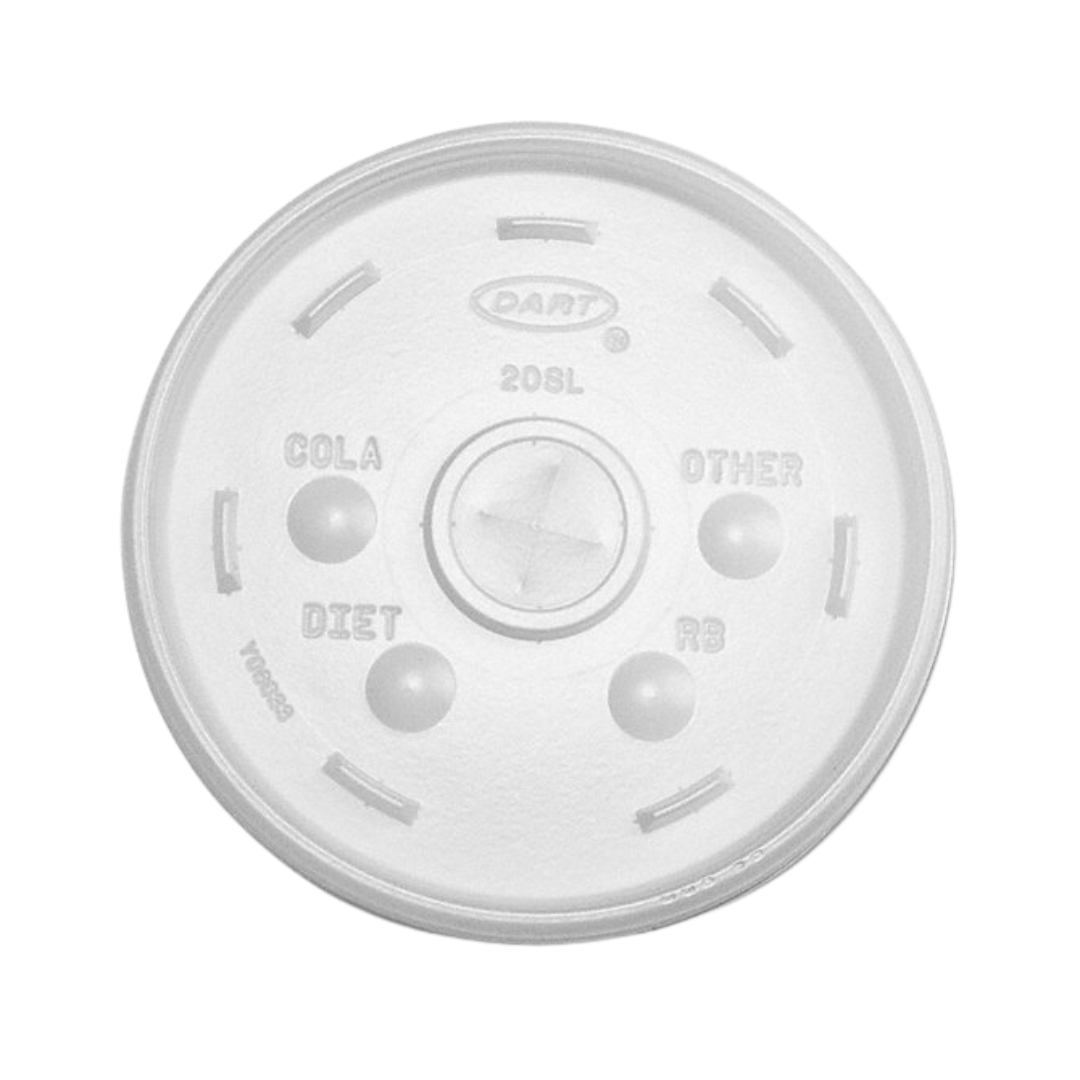 Dart® HIPS Translucent Straw Slotted Lids – For Foam Cups, 8 oz to 32 oz