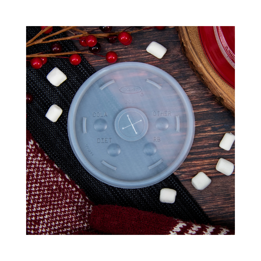 Dart® HIPS Translucent Straw Slotted Lids – For Foam Cups, 8 oz to 32 oz