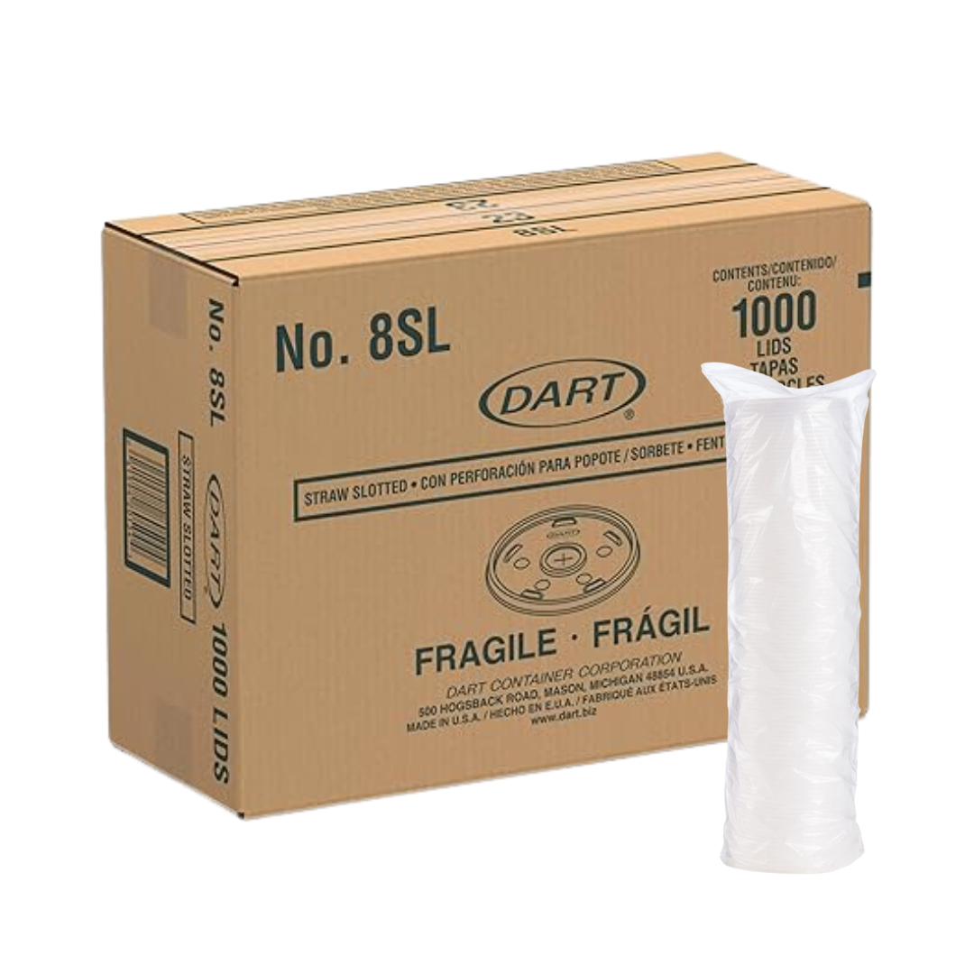 Dart® HIPS Translucent Straw Slotted Lids – For Foam Cups, 8 oz to 32 oz